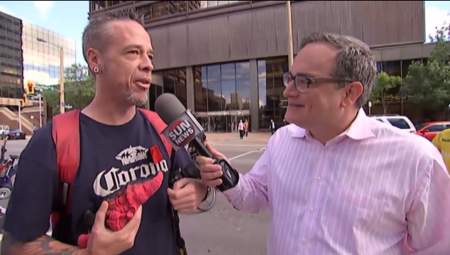 Mike Roy of The Indignants gets pummelled by Ezra Levant...