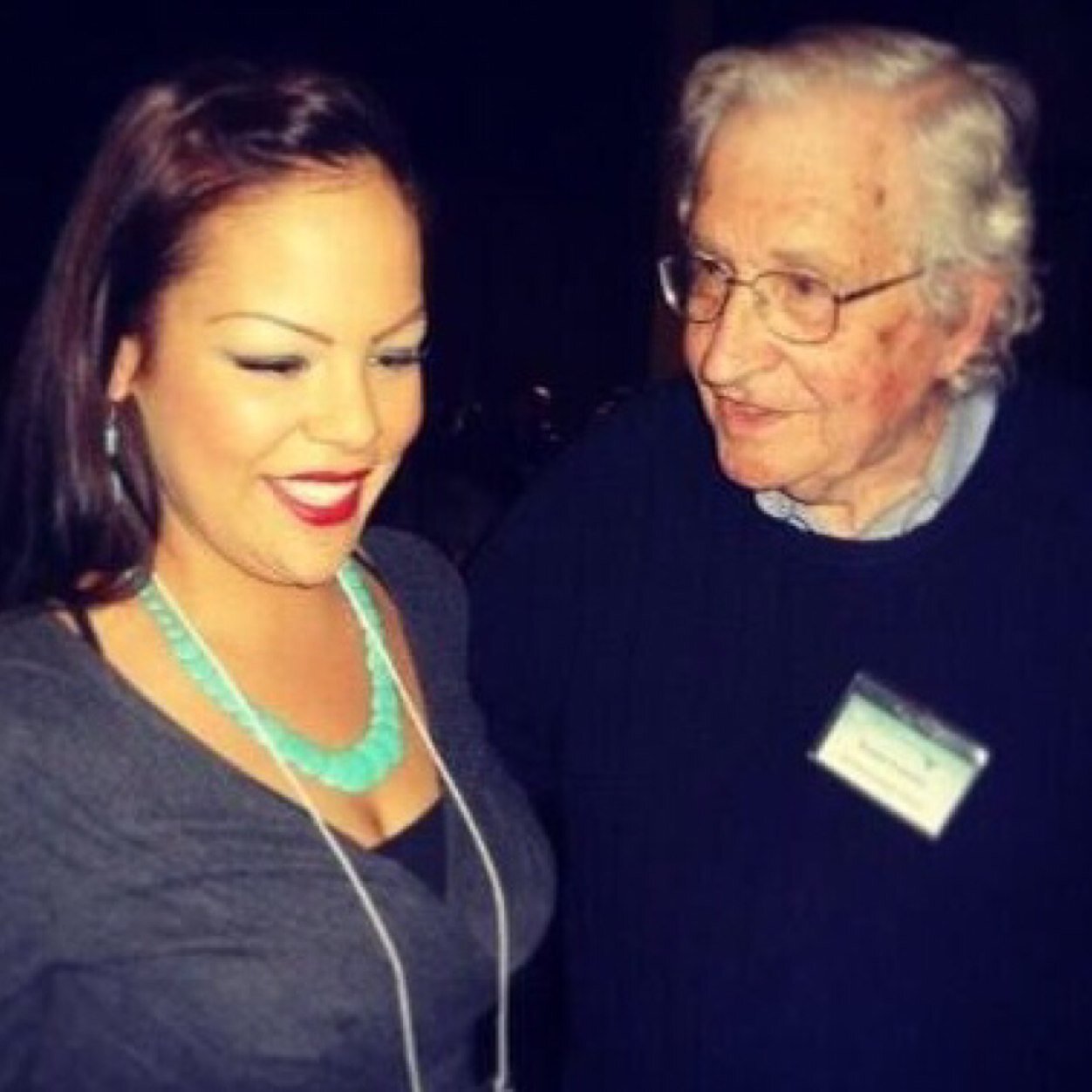Chrystal Lameman with Noam Chomsky in 2013