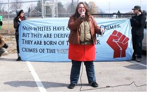 Leah Henderson at a Caledonia protest in March, 2010