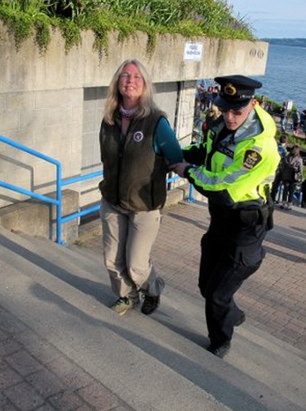 Lynne Quarmby being arrested in 2012