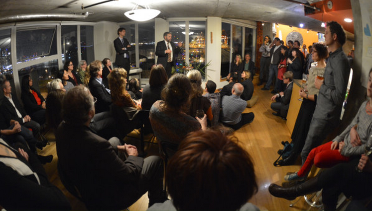 The NDP's Thomas Mulcair & David Eby making a personal appearance at Joel Solomon's pad...