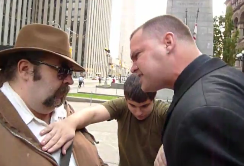 Derek Soberal (right) losing his temper...