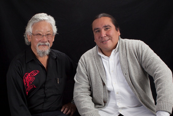 Clayton Thomas-Muller with David Suzuki...