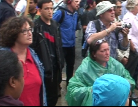 Judy Rebick at Dundas Square...