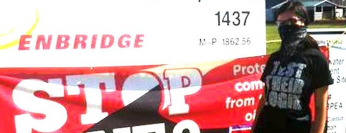 Sakura Saunders at the Line 9 occupation last month...