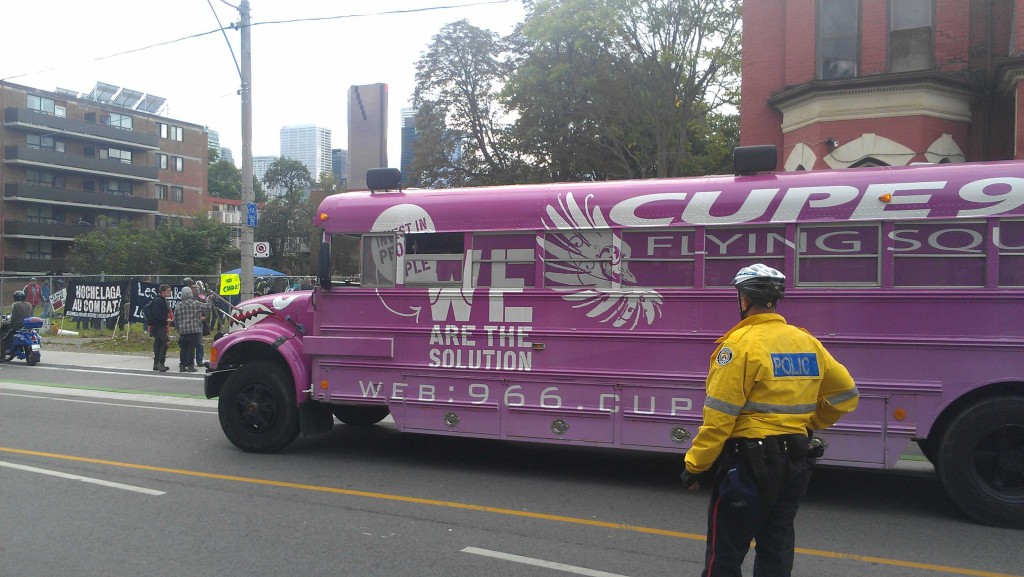 Wherever there are violent anarchists you'll probably see the CUPE bus!