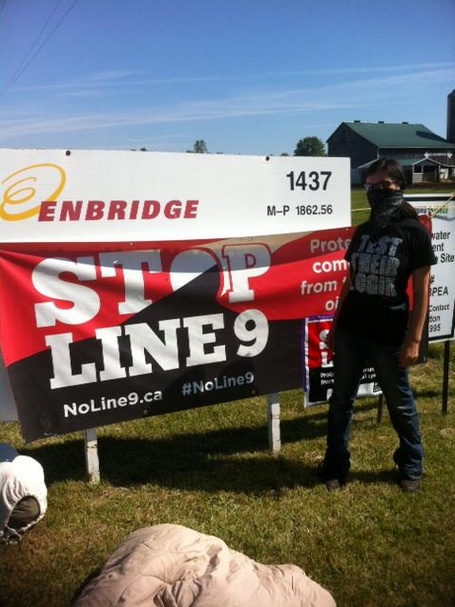 Anarchist Sakura Saunders  at the occupation of the Line 9 pumping station...