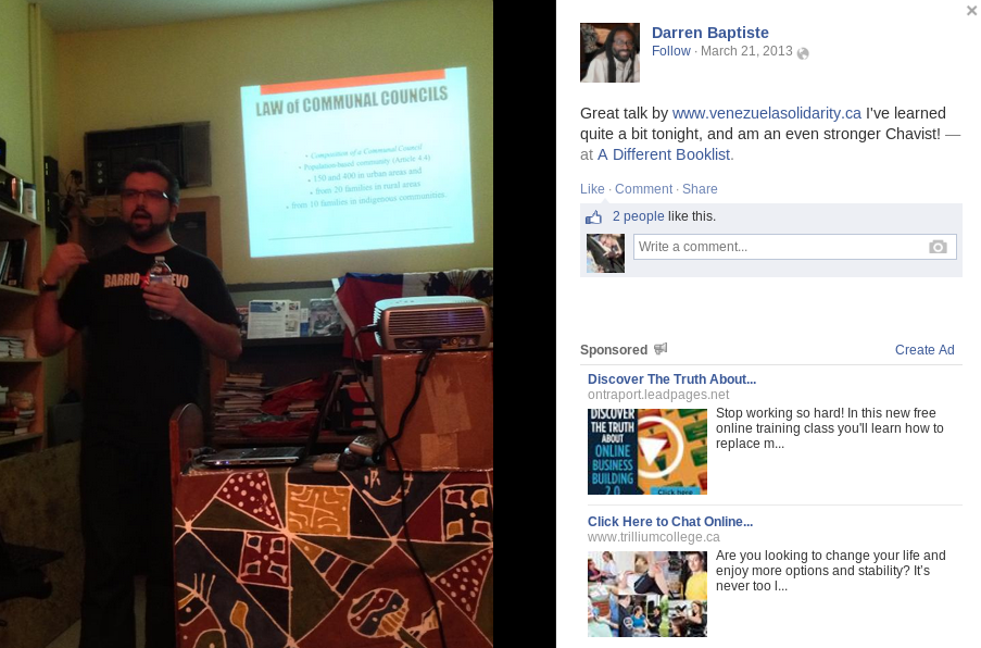 Darren Baptiste is more of a Chavist than he was in 2012!