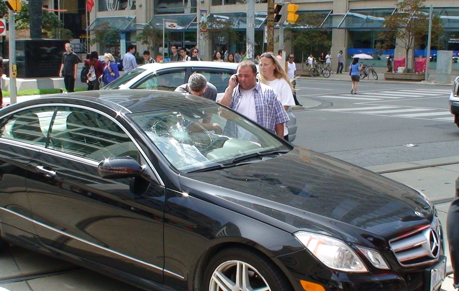 Darren Baptiste smashed this window...