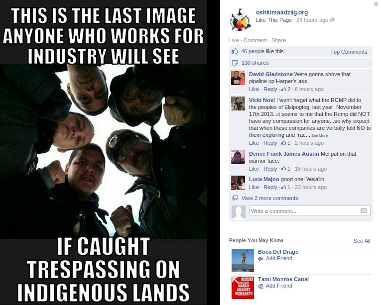 The Oshkimaadziig camp appears to be promoting violence