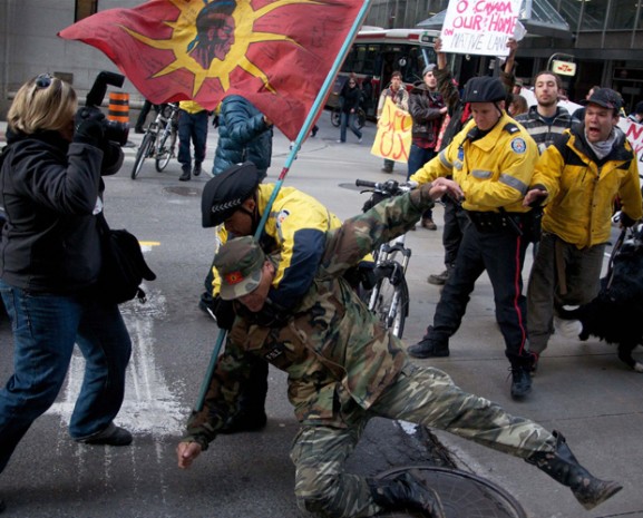 Jayson Fleury being arrested during Occupy Toronto...