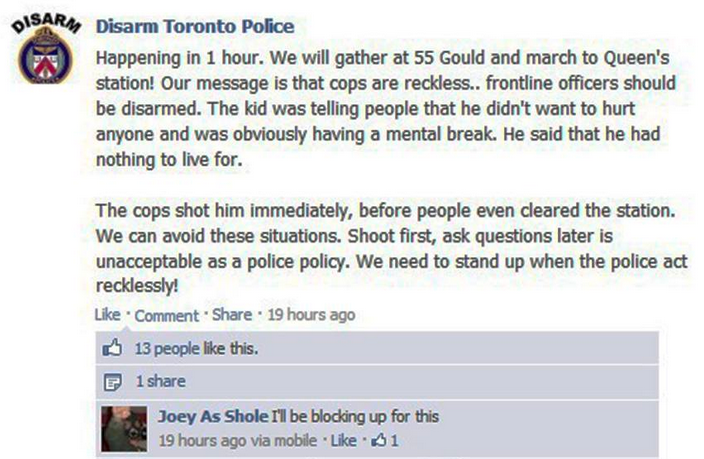 Anarchist Joey Bokhaut announcing he'll dress up in Black Bloc costume...