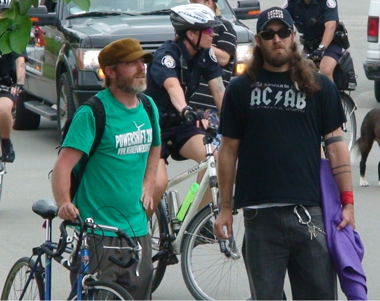 Dave Vasey (on right) with G20 ringleader Alex Hundert in 2013