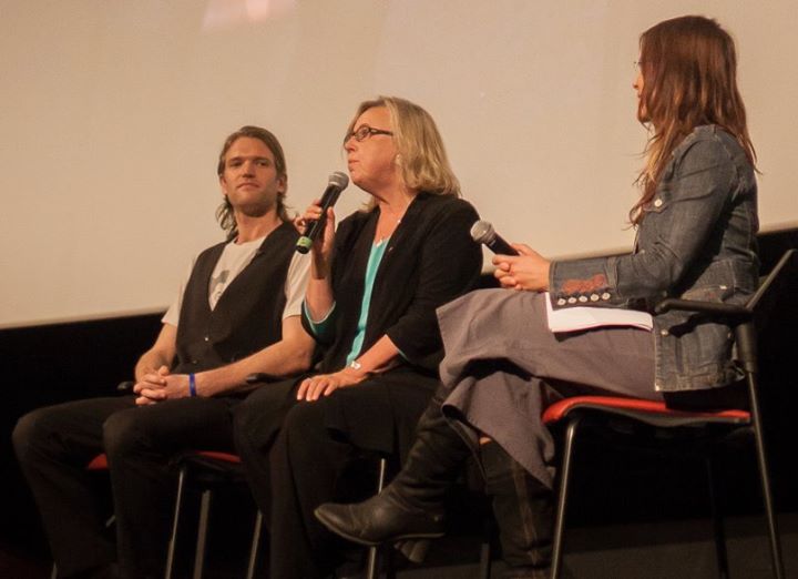 Daryn Caister and Elizabeth May at a 350.org event in Toronto