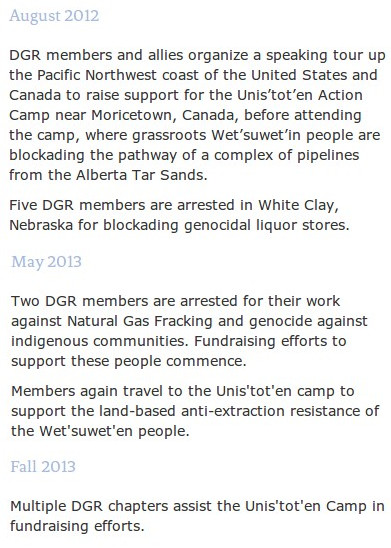 The US based Deep Green Resistance is helping to raise funds