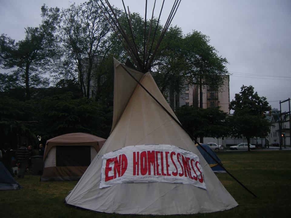 Some protesters stay in a traditional west coast Tipi