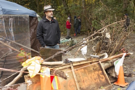 Nutty Professor Stephen Collis at the protest site...
