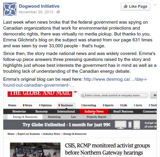 dogwood-initiative-emma-gilchrist-csis-rcmp-spying