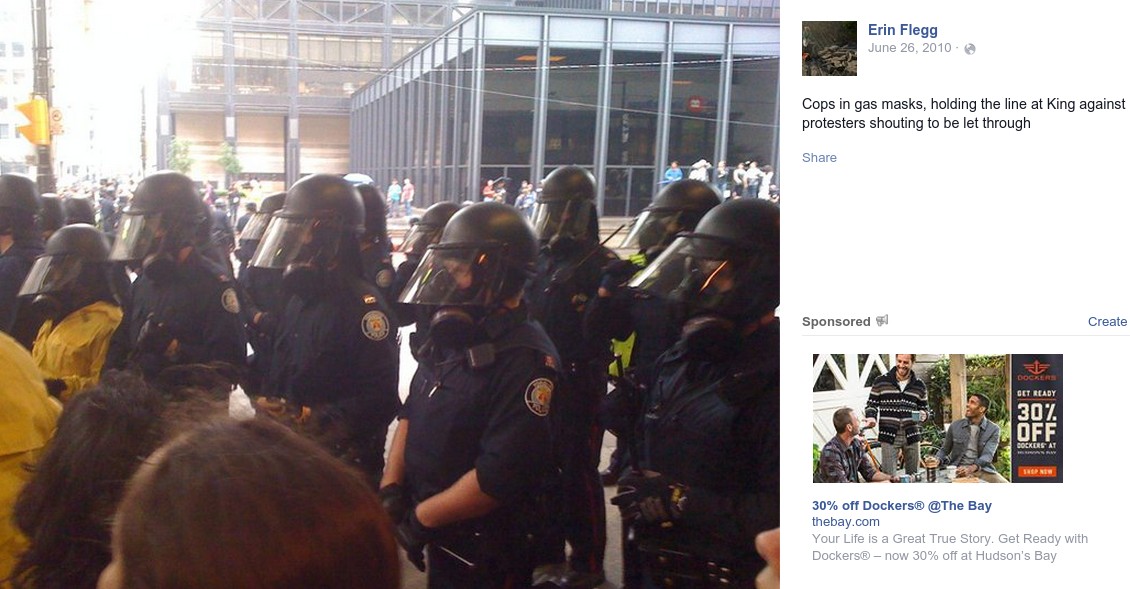 Flegg was right on the front-lines during the Toronto G20...