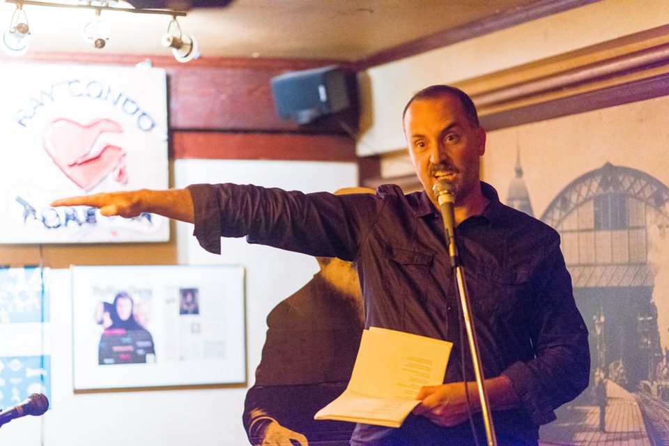 Stephen Collis making his #KMFace 