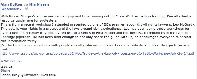 Now deleted posting on Dutton's Facebook account...