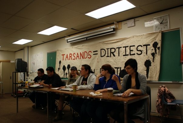 Macdonald Stainsby with NDO beneficiaries Clayton Thomas-Muller and Eriel Deranger