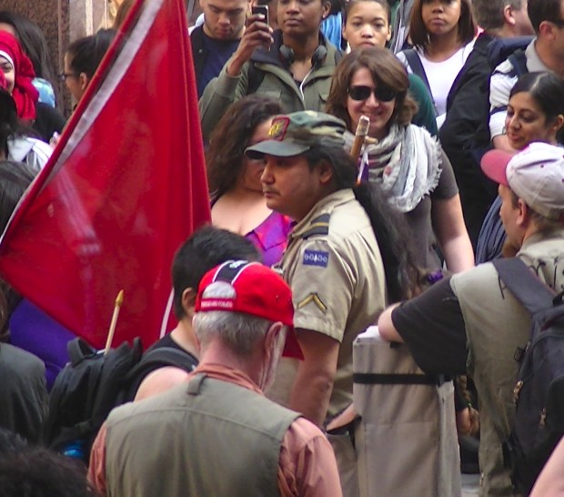 Notorious racist Davin Ouimet (a.k.a Davyn Calfchild) in camouflage hat