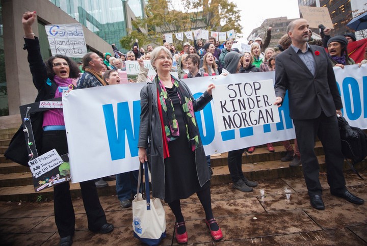 Shirley Samples, Lynne Quarmby & Stephen Collis at last year's Burnaby Mountain court hearing
