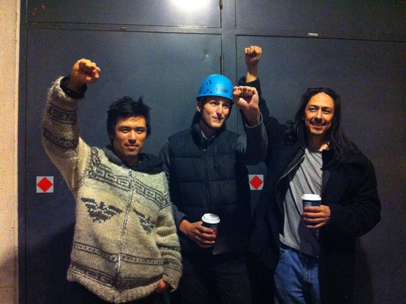 Tamo Campos, Jakub Markiewicz & Dan Wallace after their Burnaby Mountain arrests