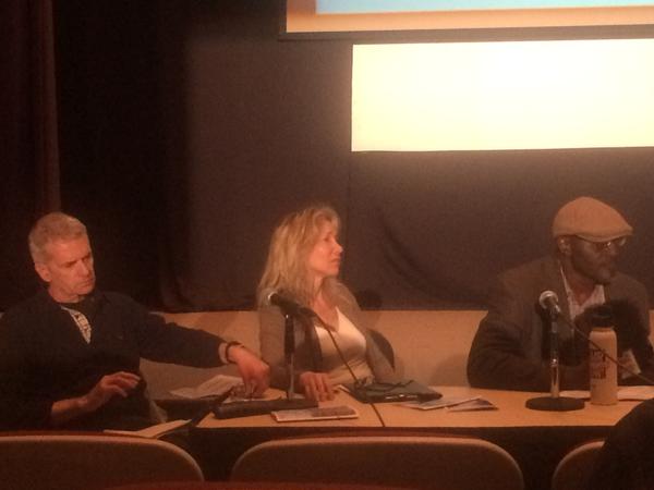 John Clarke of OCAP (right) with Linda McQuaig