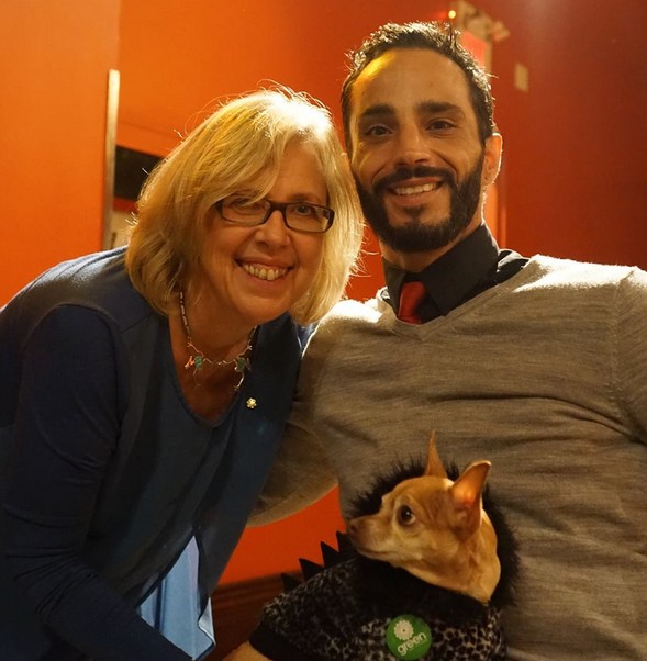 David Clow with Elizabeth May in October, 2014